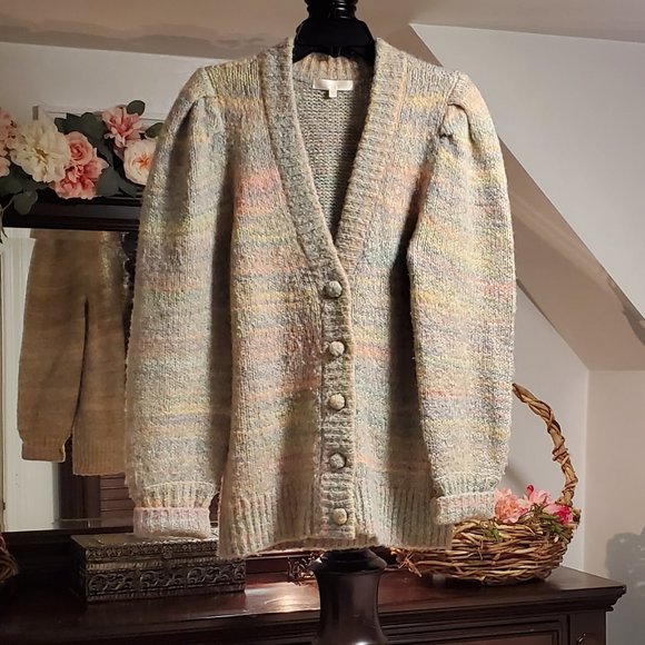 LoveShackFancy Wilford Boyfriend Cardigan Autumn Rainbow